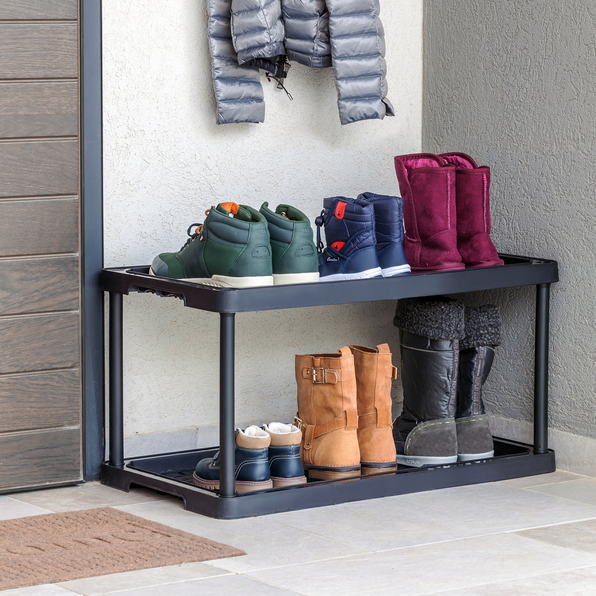 Shoe rack with boot tray sale